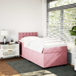 Giroletto a Molle con Materasso Rosa 100x200 cm in Velluto