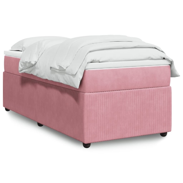 Giroletto a Molle con Materasso Rosa 100x200 cm in Velluto