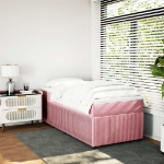 Giroletto a Molle con Materasso Rosa 100x200 cm in Velluto