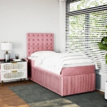 Giroletto a Molle con Materasso Rosa 100x200 cm in Velluto