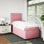 Giroletto a Molle con Materasso Rosa 100x200 cm in Velluto