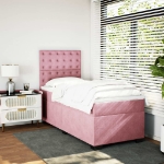 Giroletto a Molle con Materasso Rosa 100x200 cm in Velluto