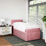 Giroletto a Molle con Materasso Rosa 100x200 cm in Velluto