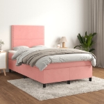 Giroletto a Molle con Materasso Rosa 120x190 cm in Velluto