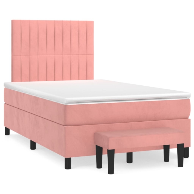Giroletto a Molle con Materasso Rosa 120x190 cm in Velluto