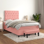 Giroletto a Molle con Materasso Rosa 120x190 cm in Velluto