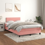 Giroletto a Molle con Materasso Rosa 120x190 cm in Velluto