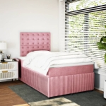 Giroletto a Molle con Materasso Rosa 120x190 cm in Velluto