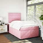 Giroletto a Molle con Materasso Rosa 120x190 cm in Velluto