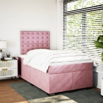 Giroletto a Molle con Materasso Rosa 120x190 cm in Velluto