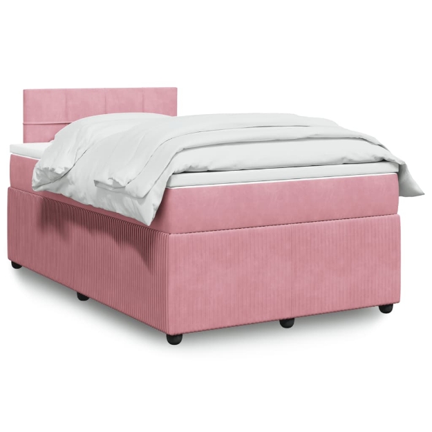 Giroletto a Molle con Materasso Rosa 120x190 cm in Velluto