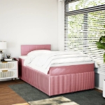Giroletto a Molle con Materasso Rosa 120x190 cm in Velluto