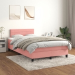 Giroletto a Molle con Materasso Rosa 120x190 cm in Velluto
