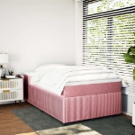 Giroletto a Molle con Materasso Rosa 120x190 cm in Velluto