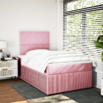 Giroletto a Molle con Materasso Rosa 120x190 cm in Velluto