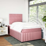 Giroletto a Molle con Materasso Rosa 120x190 cm in Velluto