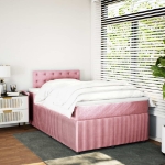 Giroletto a Molle con Materasso Rosa 120x190 cm in Velluto