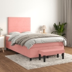 Giroletto a Molle con Materasso Rosa 120x190 cm in Velluto