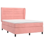Giroletto a Molle con Materasso Rosa 140x190 cm in Velluto