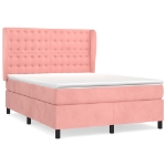 Giroletto a Molle con Materasso Rosa 140x190 cm in Velluto