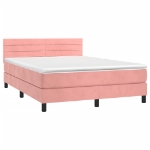 Giroletto a Molle con Materasso Rosa 140x190 cm in Velluto