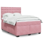 Giroletto a Molle con Materasso Rosa 140x190 cm in Velluto