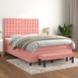 Giroletto a Molle con Materasso Rosa 140x190 cm in Velluto