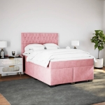 Giroletto a Molle con Materasso Rosa 140x190 cm in Velluto