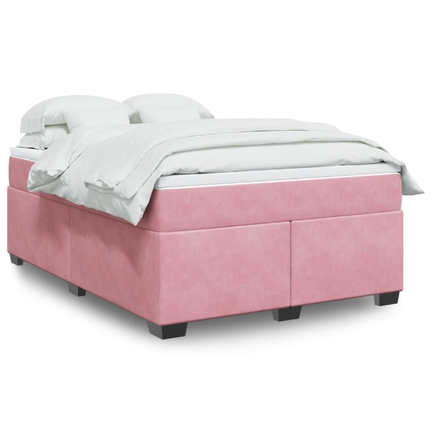 Giroletto a Molle con Materasso Rosa 140x190 cm in Velluto