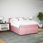 Giroletto a Molle con Materasso Rosa 140x190 cm in Velluto
