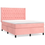 Giroletto a Molle con Materasso Rosa 140x190 cm in Velluto