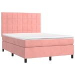 Giroletto a Molle con Materasso Rosa 140x190 cm in Velluto