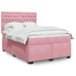 Giroletto a Molle con Materasso Rosa 140x190 cm in Velluto