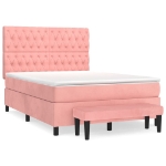 Giroletto a Molle con Materasso Rosa 140x190 cm in Velluto