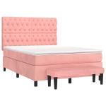Giroletto a Molle con Materasso Rosa 140x190 cm in Velluto