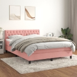 Giroletto a Molle con Materasso Rosa 140x190 cm in Velluto