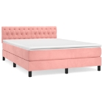 Giroletto a Molle con Materasso Rosa 140x190 cm in Velluto