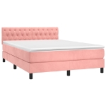 Giroletto a Molle con Materasso Rosa 140x190 cm in Velluto