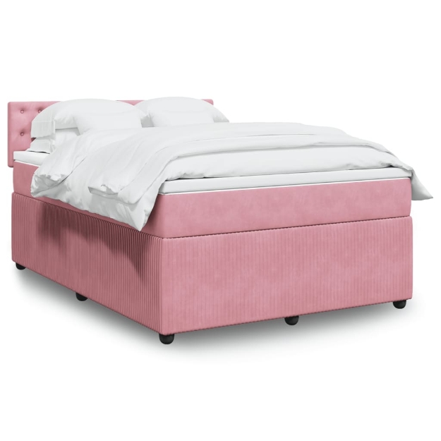 Giroletto a Molle con Materasso Rosa 140x190 cm in Velluto
