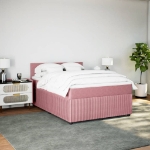 Giroletto a Molle con Materasso Rosa 140x190 cm in Velluto
