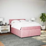 Giroletto a Molle con Materasso Rosa 140x190 cm in Velluto