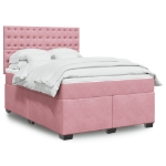 Giroletto a Molle con Materasso Rosa 140x200 cm in Velluto