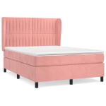 Giroletto a Molle con Materasso Rosa 140x200 cm in Velluto