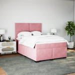 Giroletto a Molle con Materasso Rosa 140x200 cm in Velluto