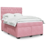 Giroletto a Molle con Materasso Rosa 140x200 cm in Velluto