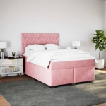 Giroletto a Molle con Materasso Rosa 140x200 cm in Velluto