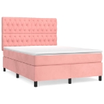 Giroletto a Molle con Materasso Rosa 140x200 cm in Velluto