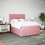Giroletto a Molle con Materasso Rosa 140x200 cm in Velluto
