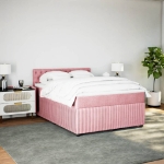 Giroletto a Molle con Materasso Rosa 140x200 cm in Velluto