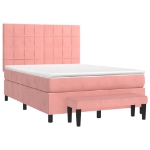 Giroletto a Molle con Materasso Rosa 140x200 cm in Velluto